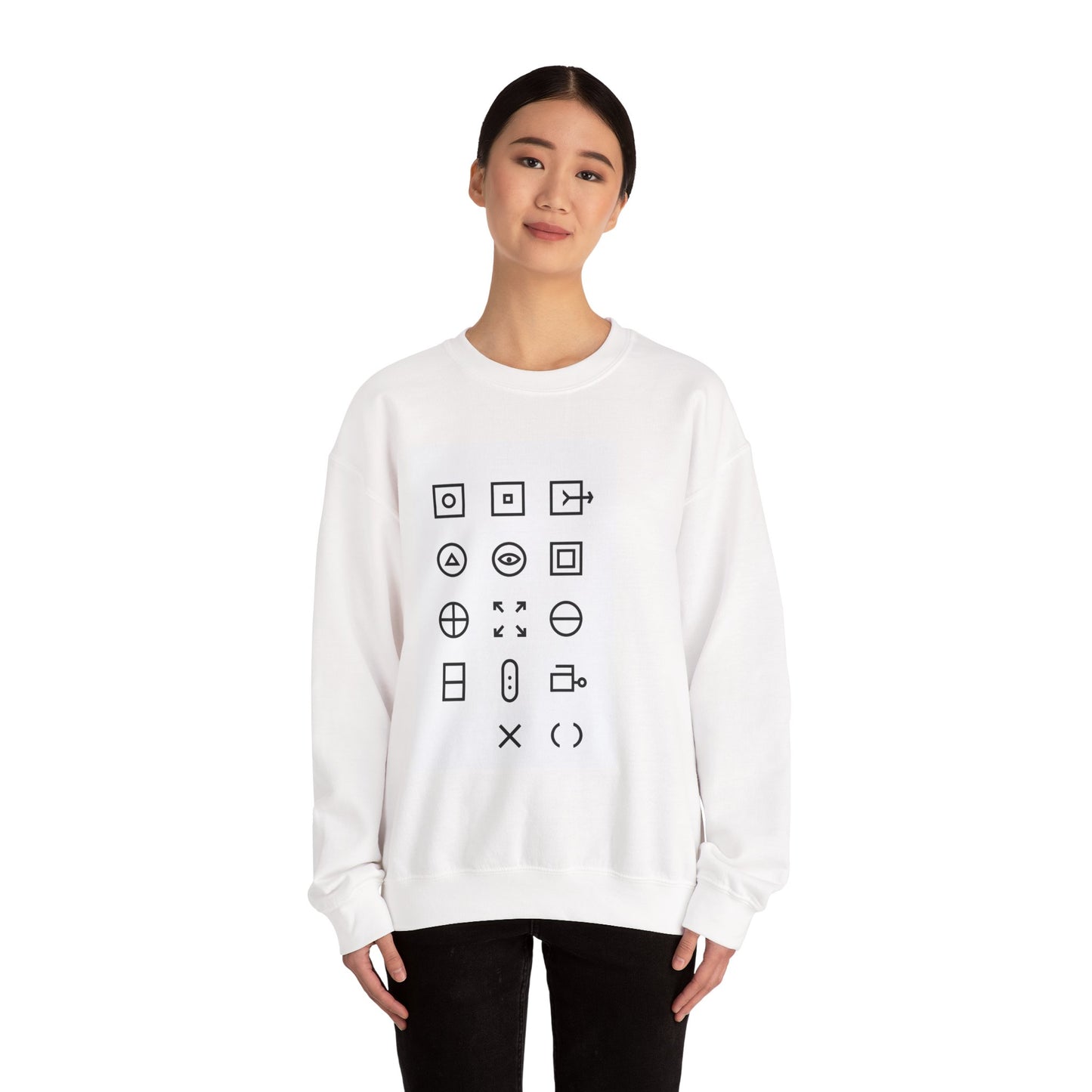 Crewneck Sweatshirt — Minimalist Icon Grid Graphic
