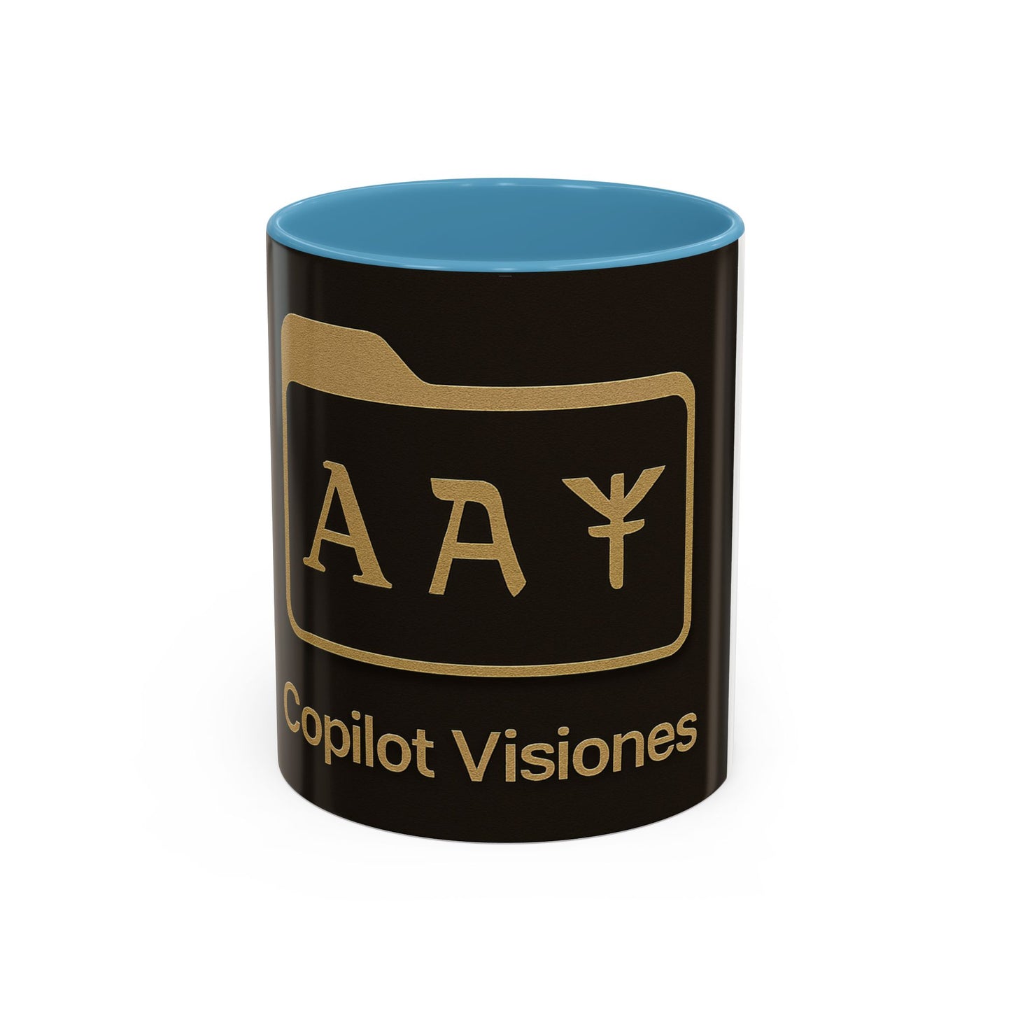 Copilot Visiones Accent Coffee Mug — Black & Gold AI Folder Logo (11/15 oz)