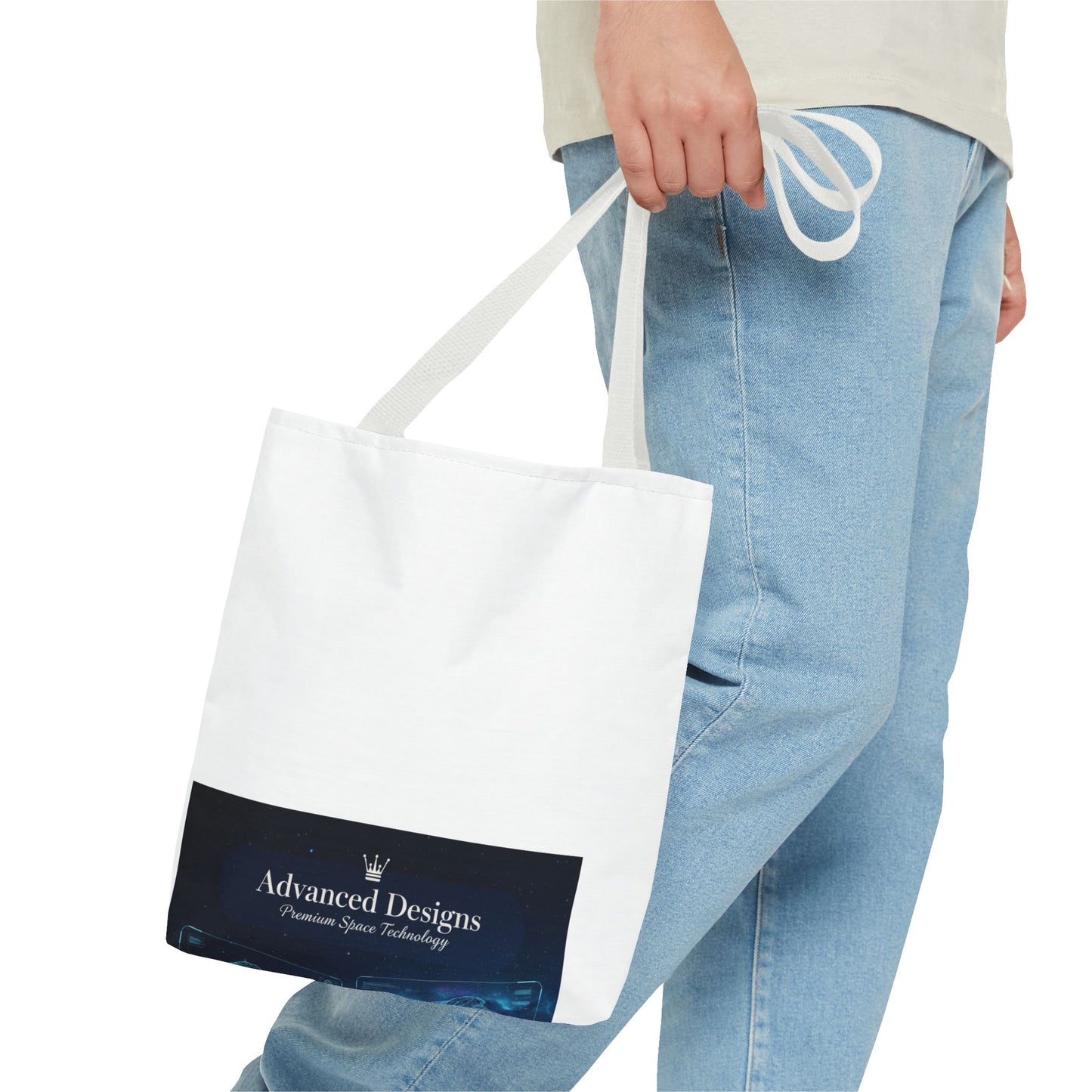 Advanced Designs Futuristic Tech Tote Bag — Blue Sci‑Fi Print