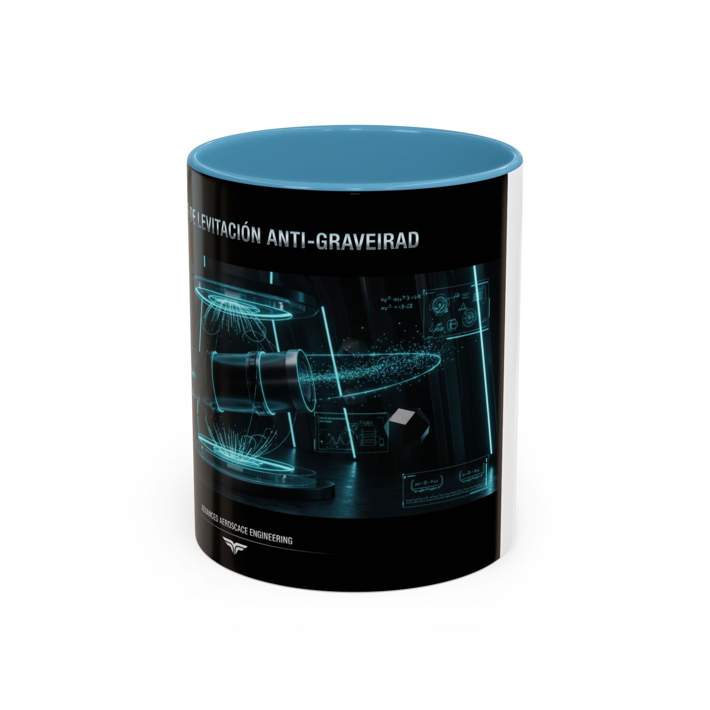 Anti-Gravedad Blueprint Accent Coffee Mug – Sci‑Fi Engineering Graphic (11/15oz)