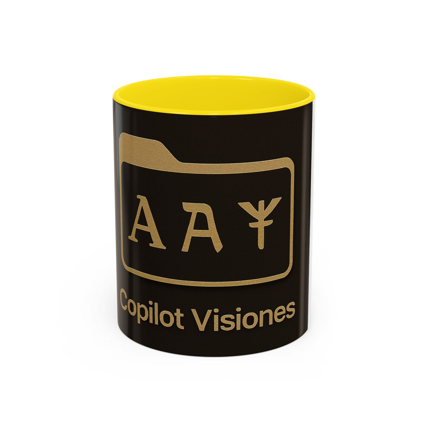Copilot Visiones Accent Coffee Mug — Black & Gold AI Folder Logo (11/15 oz)