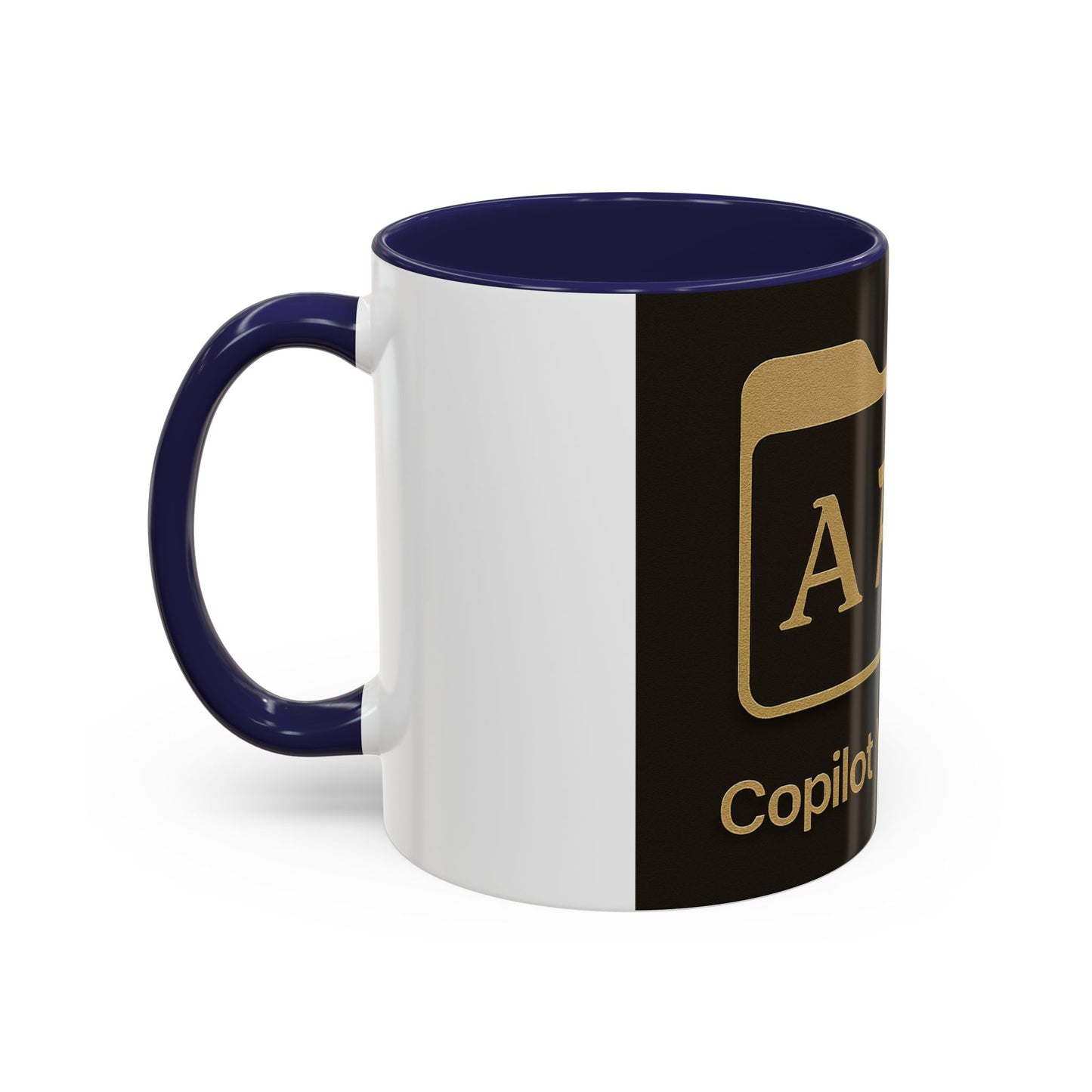 Copilot Visiones Accent Coffee Mug — Black & Gold AI Folder Logo (11/15 oz)