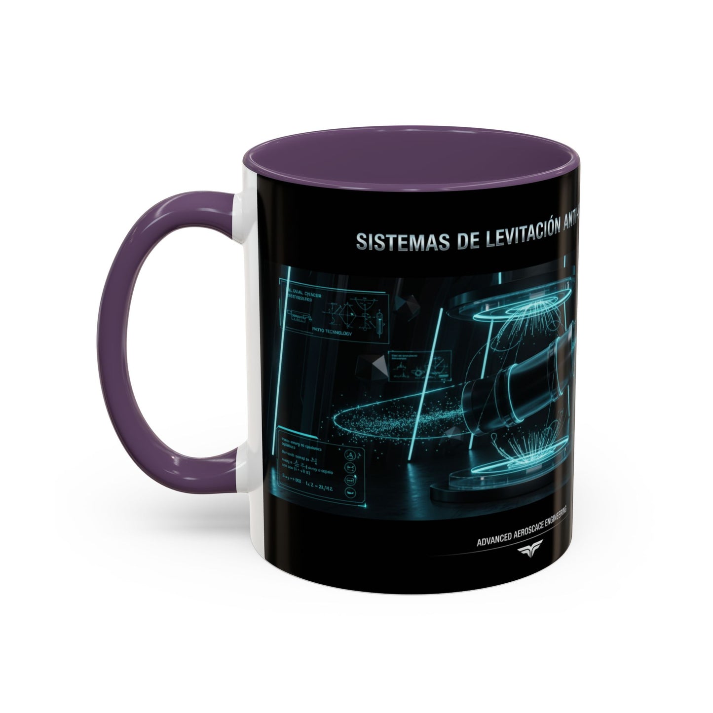 Anti-Gravedad Blueprint Accent Coffee Mug – Sci‑Fi Engineering Graphic (11/15oz)