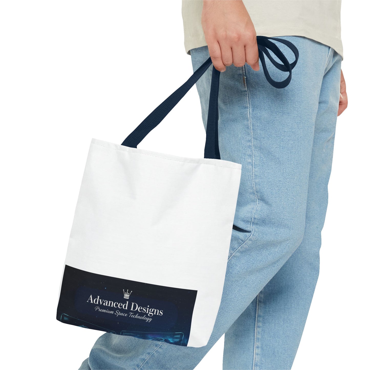 Advanced Designs Futuristic Tech Tote Bag — Blue Sci‑Fi Print