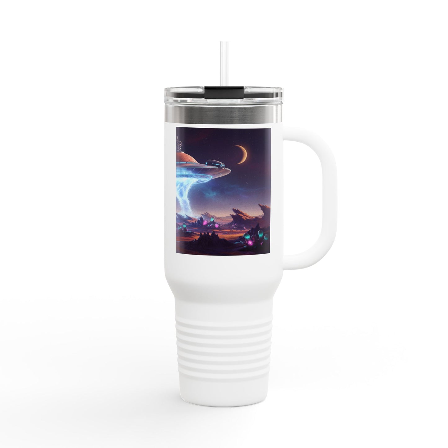 40oz Insulated Travel Mug — Cosmic UFO Nightscape Design