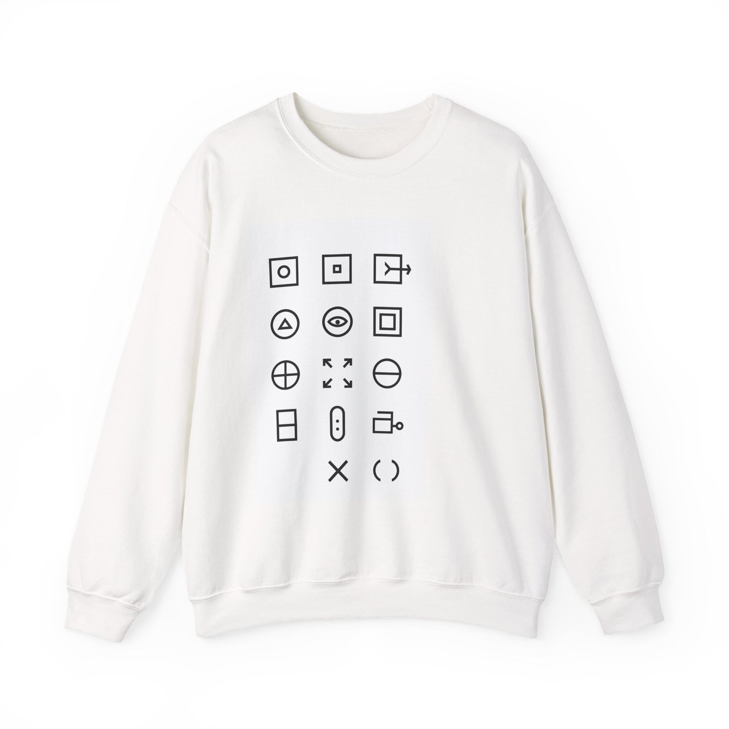 Crewneck Sweatshirt — Minimalist Icon Grid Graphic