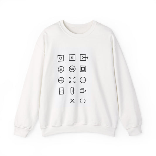 Crewneck Sweatshirt — Minimalist Icon Grid Graphic