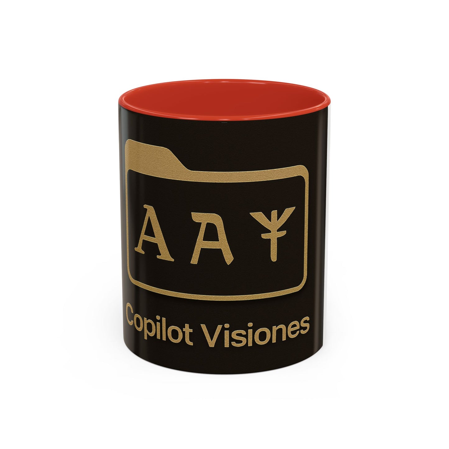 Copilot Visiones Accent Coffee Mug — Black & Gold AI Folder Logo (11/15 oz)