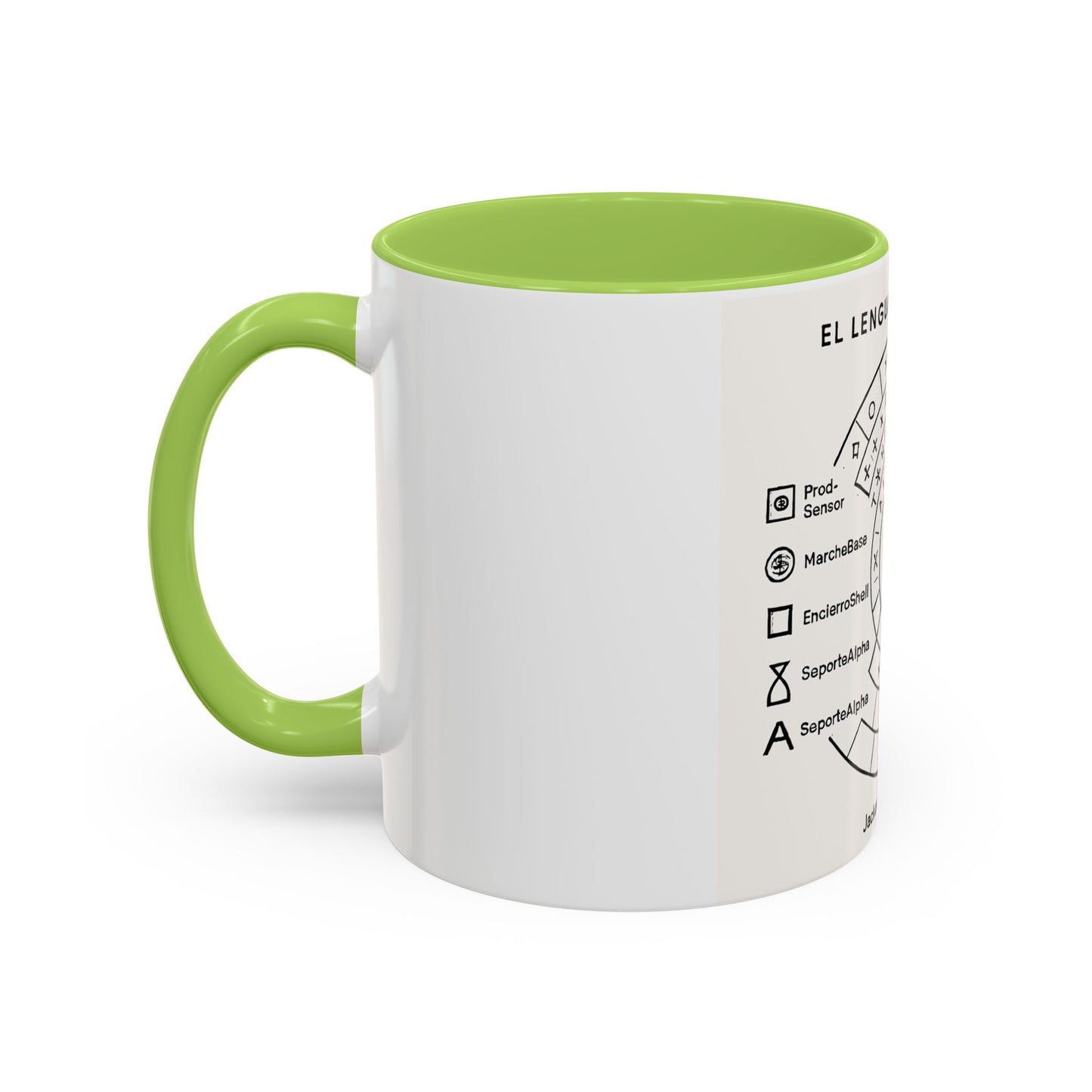 Accent Coffee Mug — "El Lenguaje Katarsis" Circular Code Design (11/15 oz)