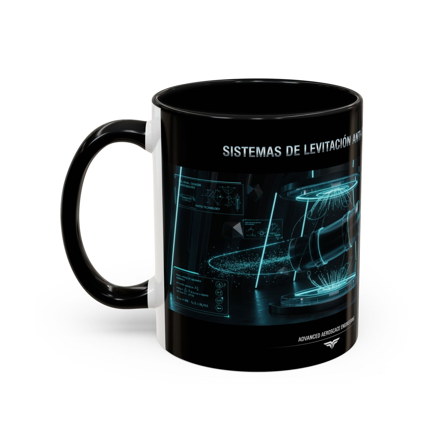 Anti-Gravedad Blueprint Accent Coffee Mug – Sci‑Fi Engineering Graphic (11/15oz)