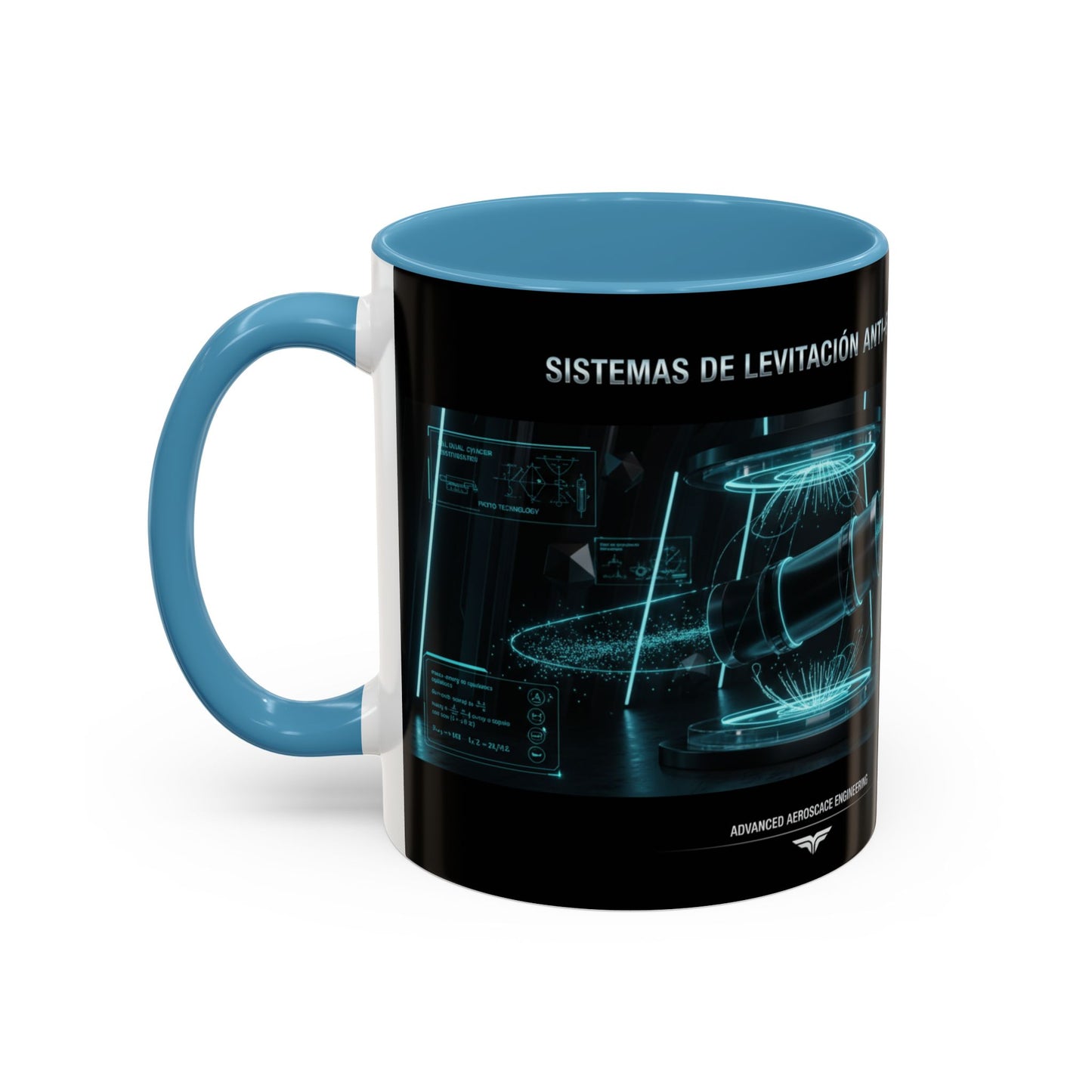 Anti-Gravedad Blueprint Accent Coffee Mug – Sci‑Fi Engineering Graphic (11/15oz)