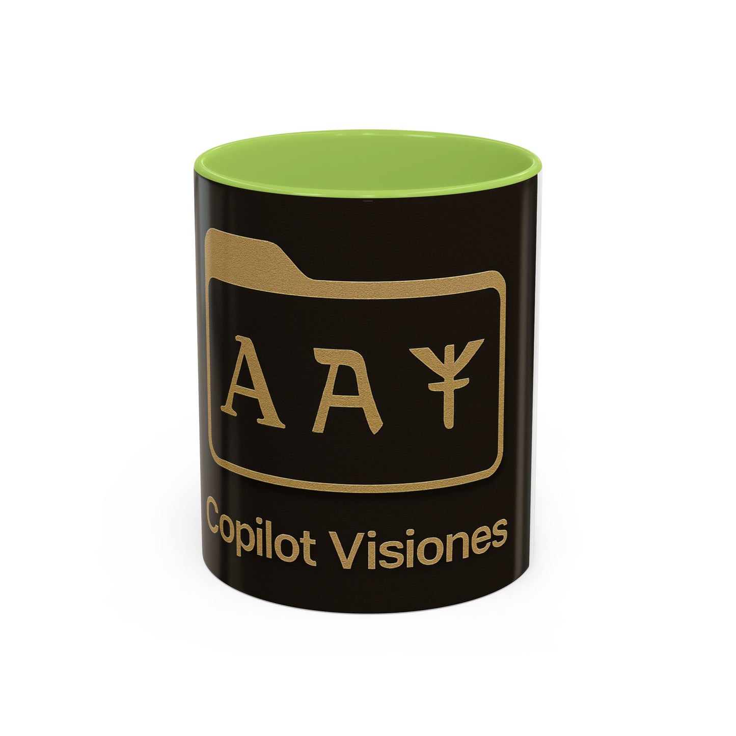 Copilot Visiones Accent Coffee Mug — Black & Gold AI Folder Logo (11/15 oz)