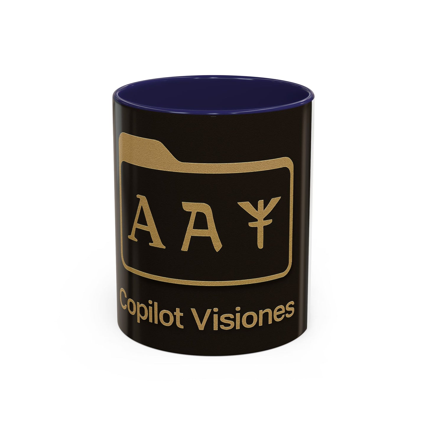 Copilot Visiones Accent Coffee Mug — Black & Gold AI Folder Logo (11/15 oz)