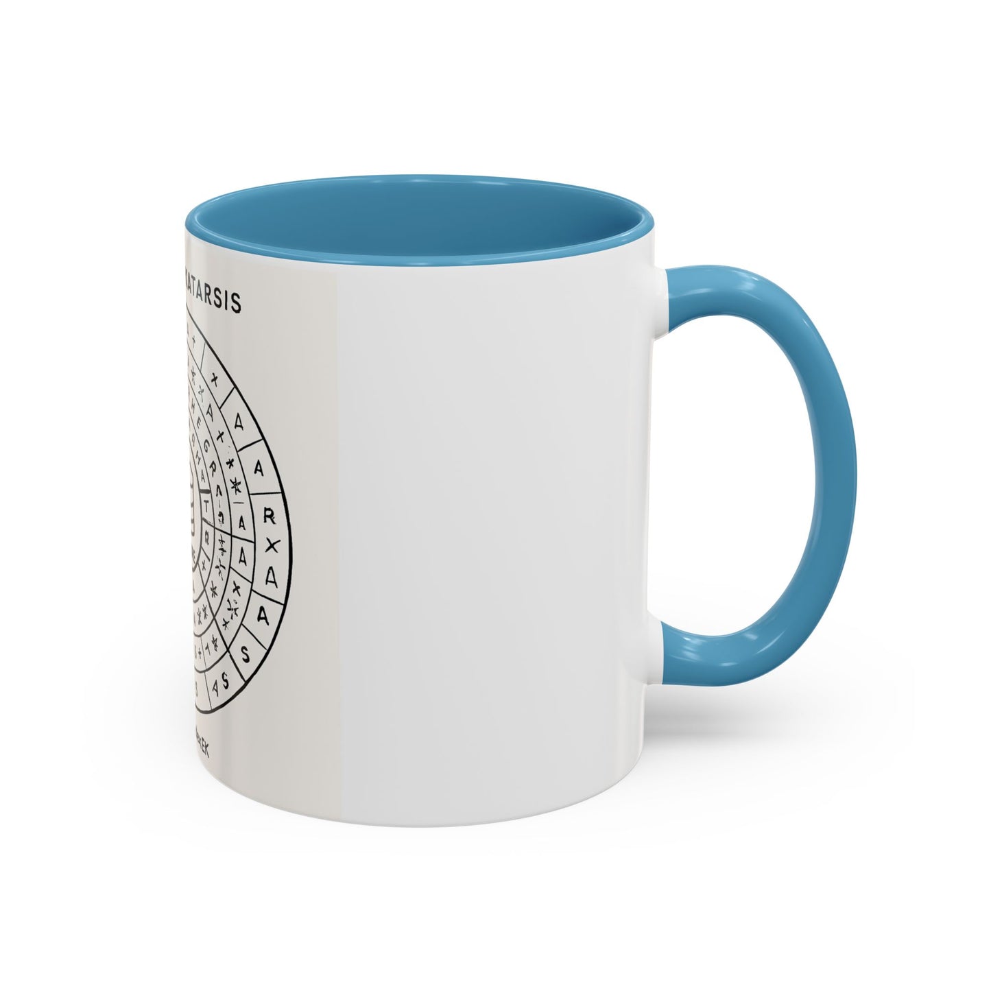 Accent Coffee Mug — "El Lenguaje Katarsis" Circular Code Design (11/15 oz)