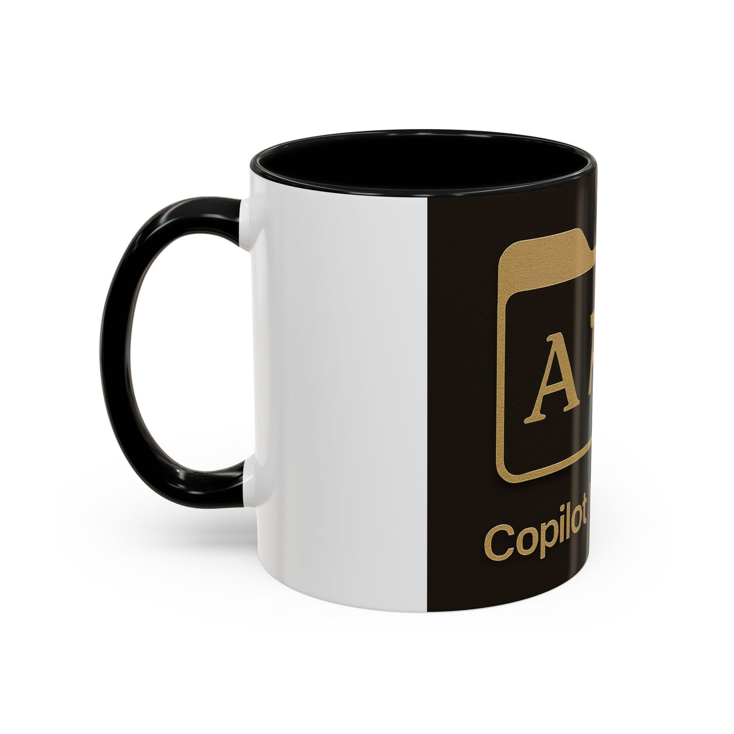 Copilot Visiones Accent Coffee Mug — Black & Gold AI Folder Logo (11/15 oz)