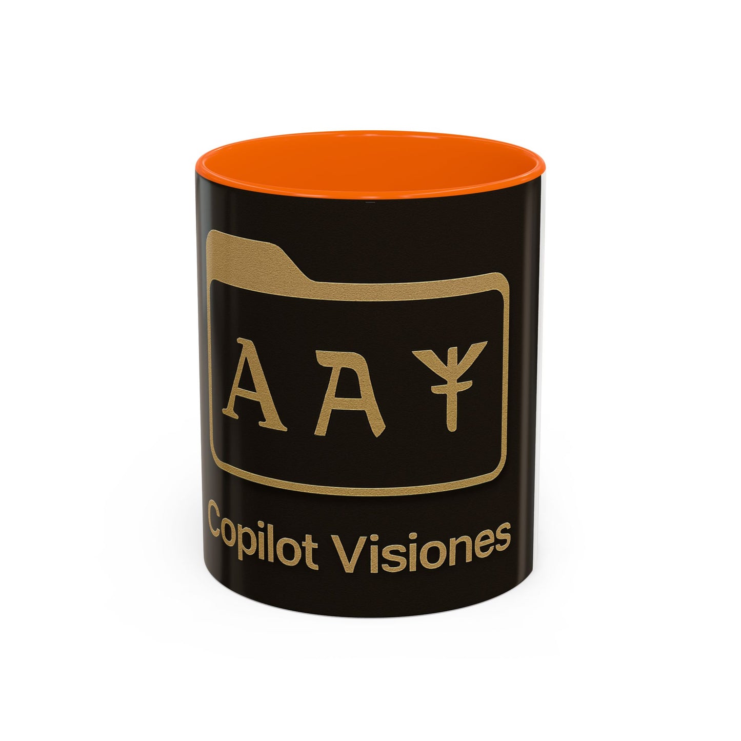 Copilot Visiones Accent Coffee Mug — Black & Gold AI Folder Logo (11/15 oz)