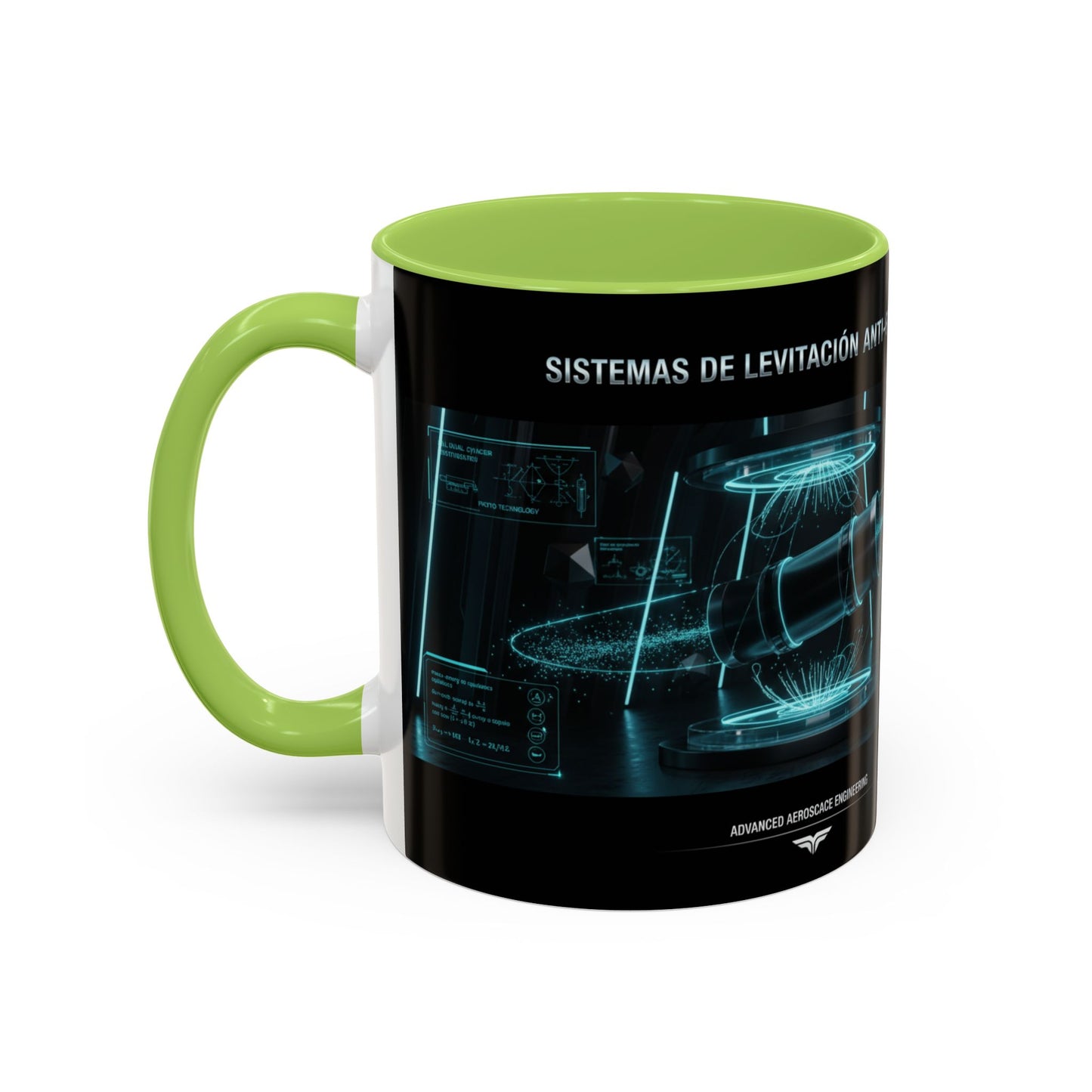 Anti-Gravedad Blueprint Accent Coffee Mug – Sci‑Fi Engineering Graphic (11/15oz)