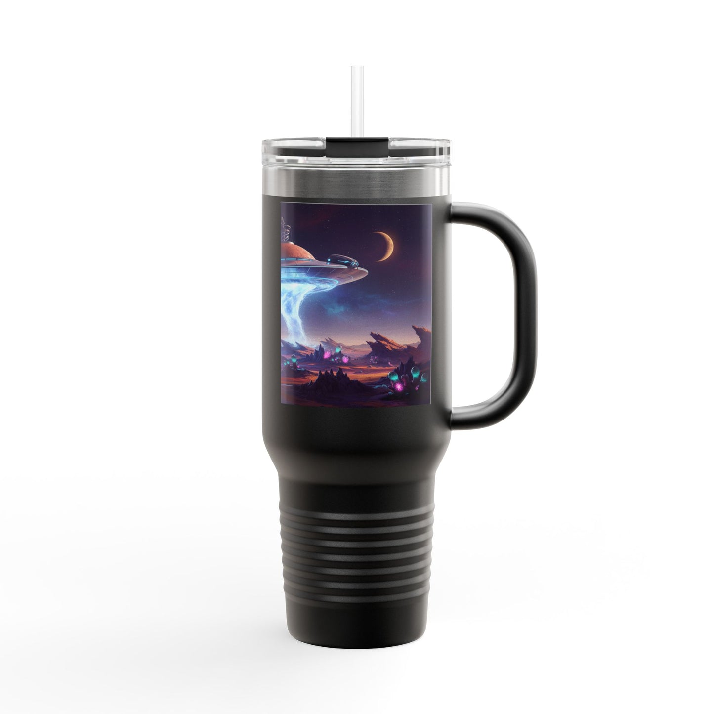 40oz Insulated Travel Mug — Cosmic UFO Nightscape Design