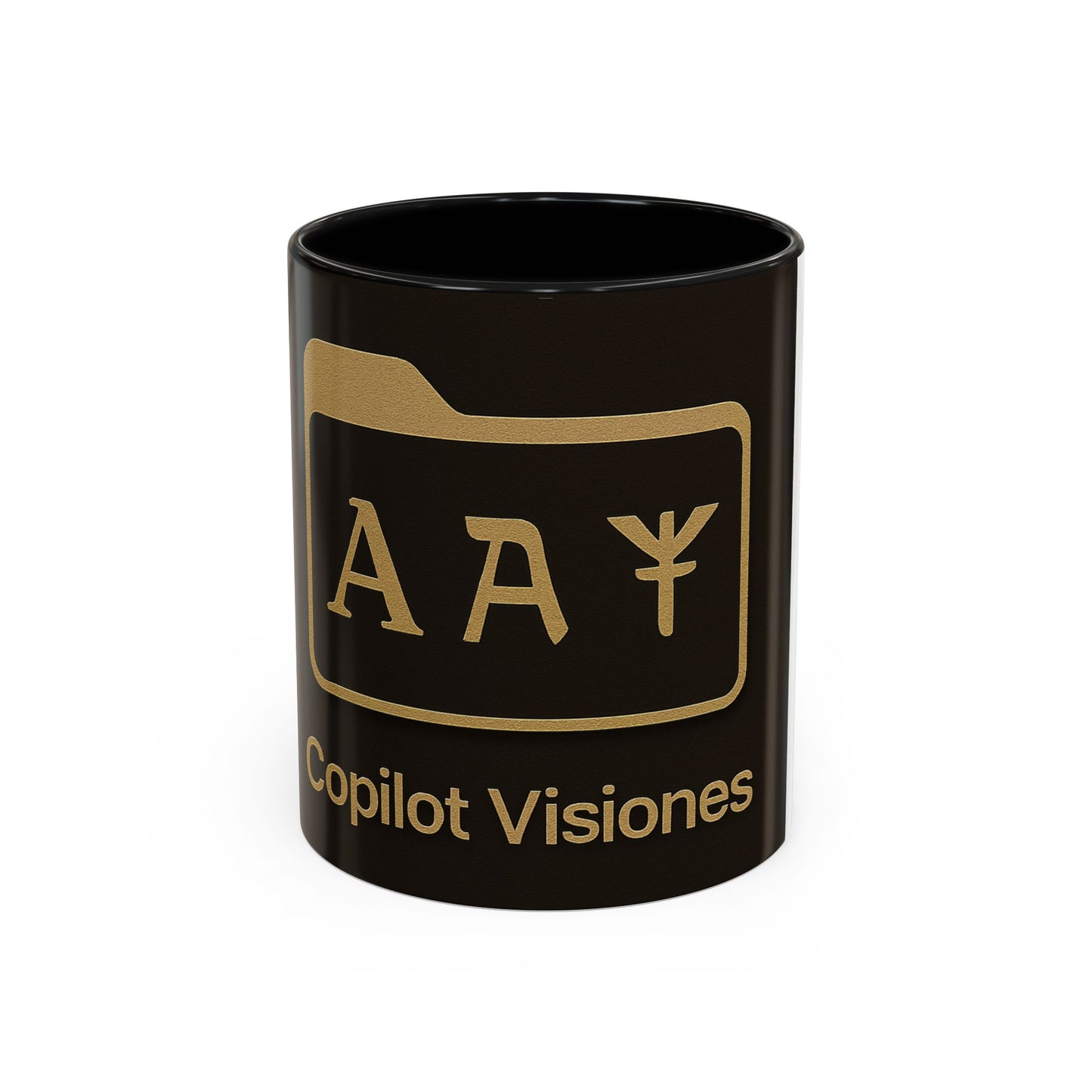 Copilot Visiones Accent Coffee Mug — Black & Gold AI Folder Logo (11/15 oz)