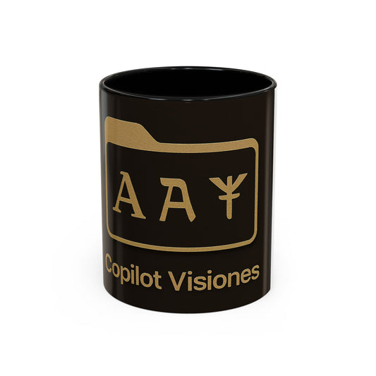 Copilot Visiones Accent Coffee Mug — Black & Gold AI Folder Logo (11/15 oz)