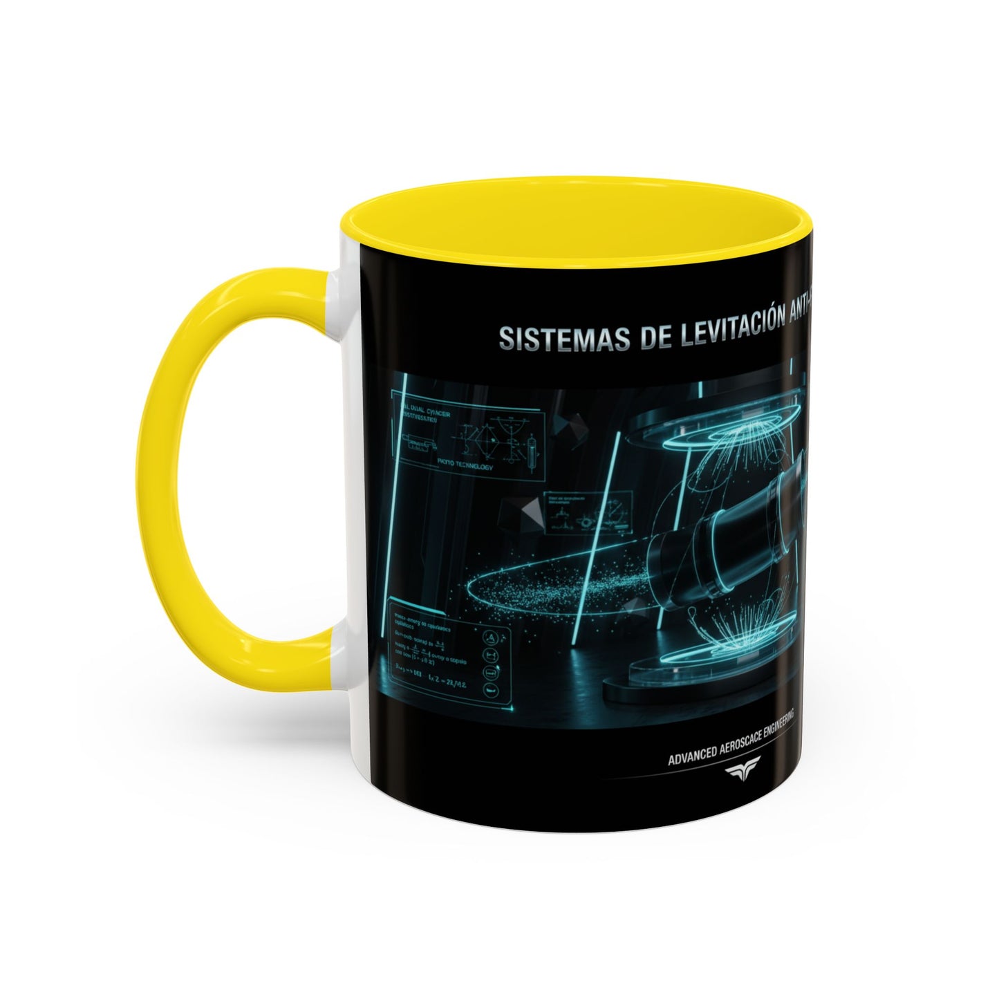 Anti-Gravedad Blueprint Accent Coffee Mug – Sci‑Fi Engineering Graphic (11/15oz)