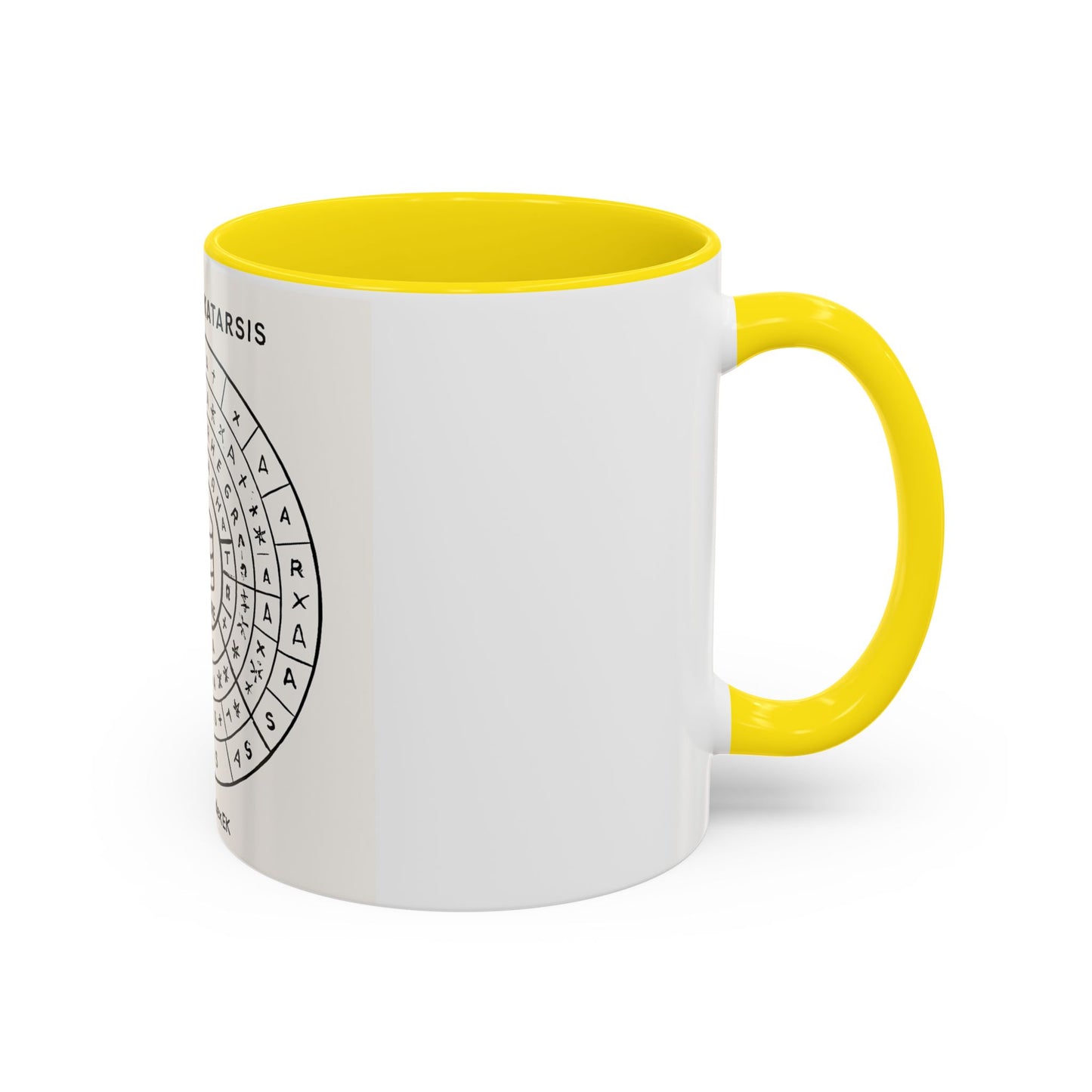 Accent Coffee Mug — "El Lenguaje Katarsis" Circular Code Design (11/15 oz)