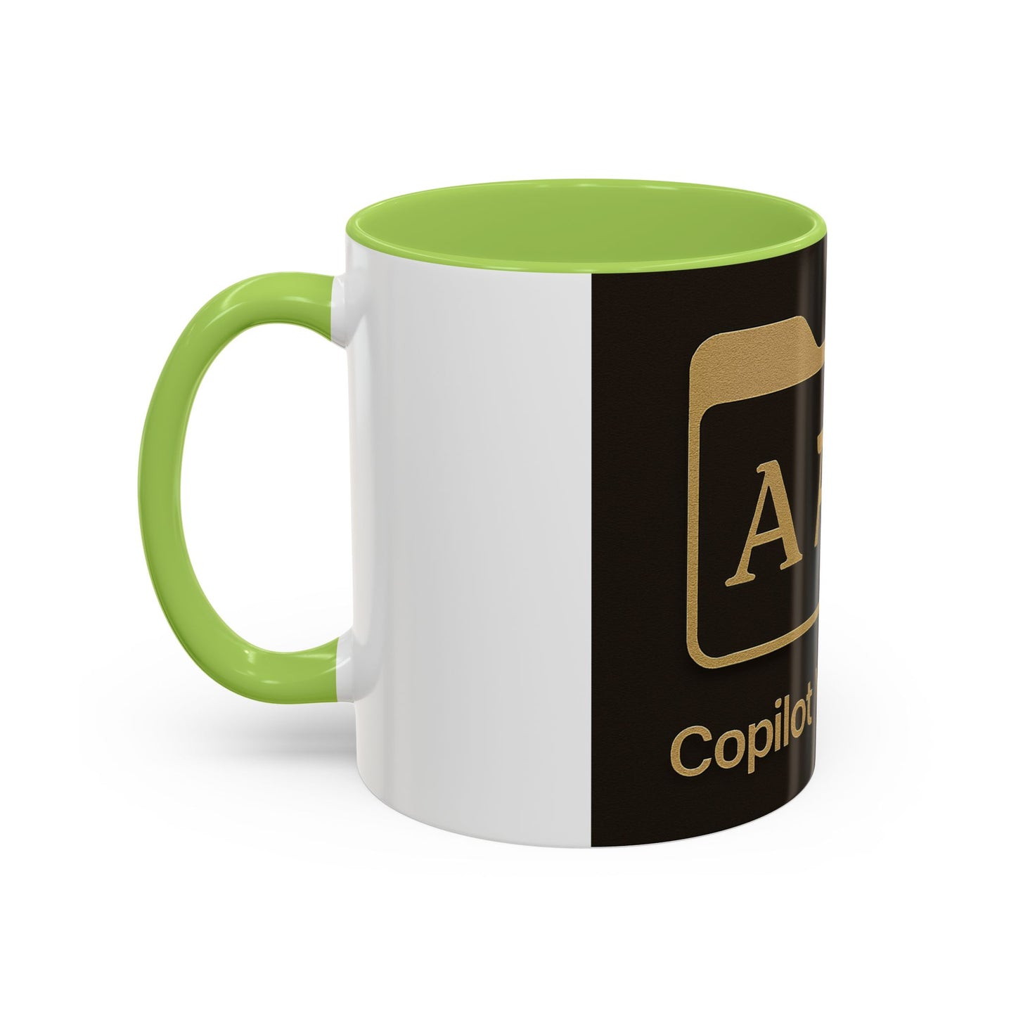 Copilot Visiones Accent Coffee Mug — Black & Gold AI Folder Logo (11/15 oz)