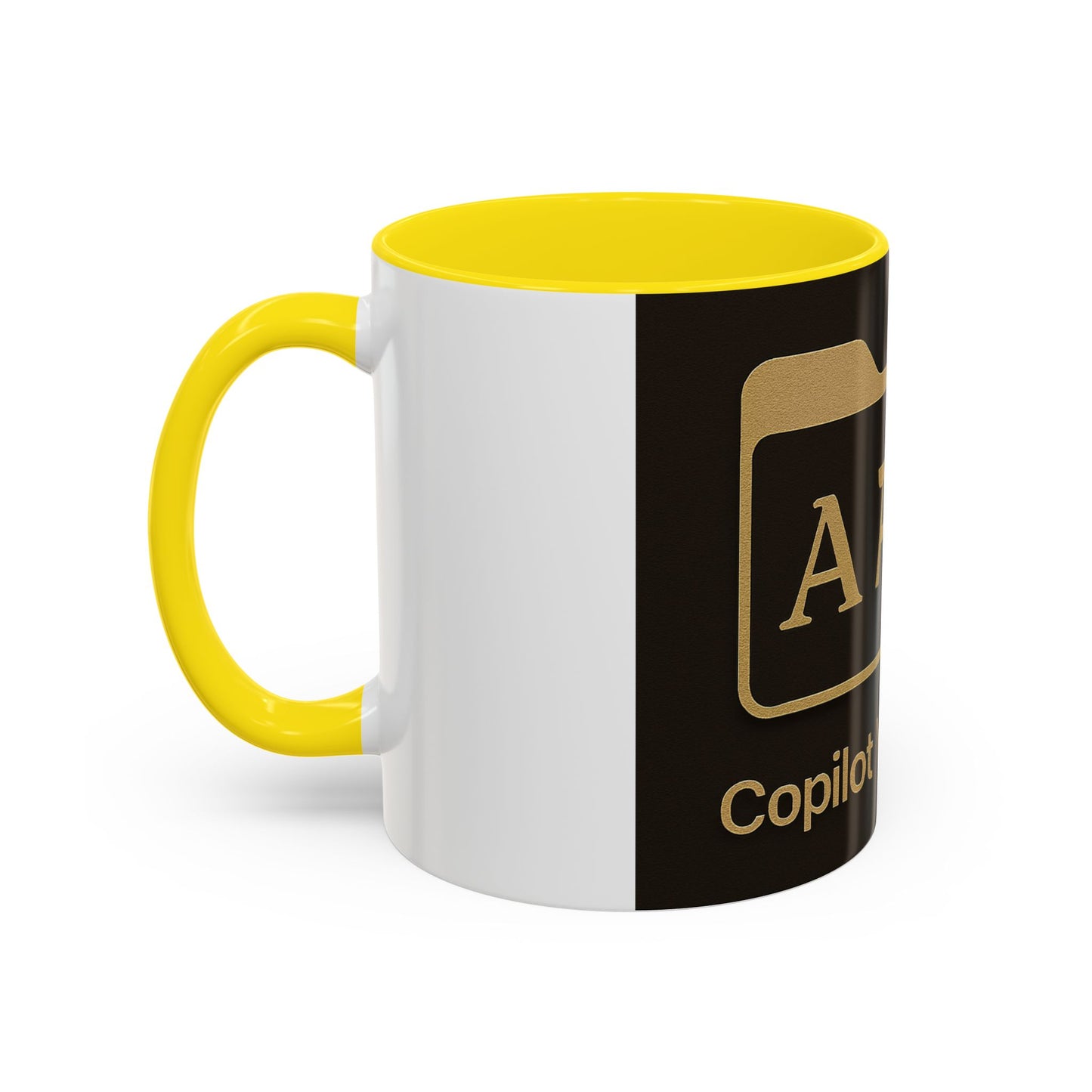 Copilot Visiones Accent Coffee Mug — Black & Gold AI Folder Logo (11/15 oz)
