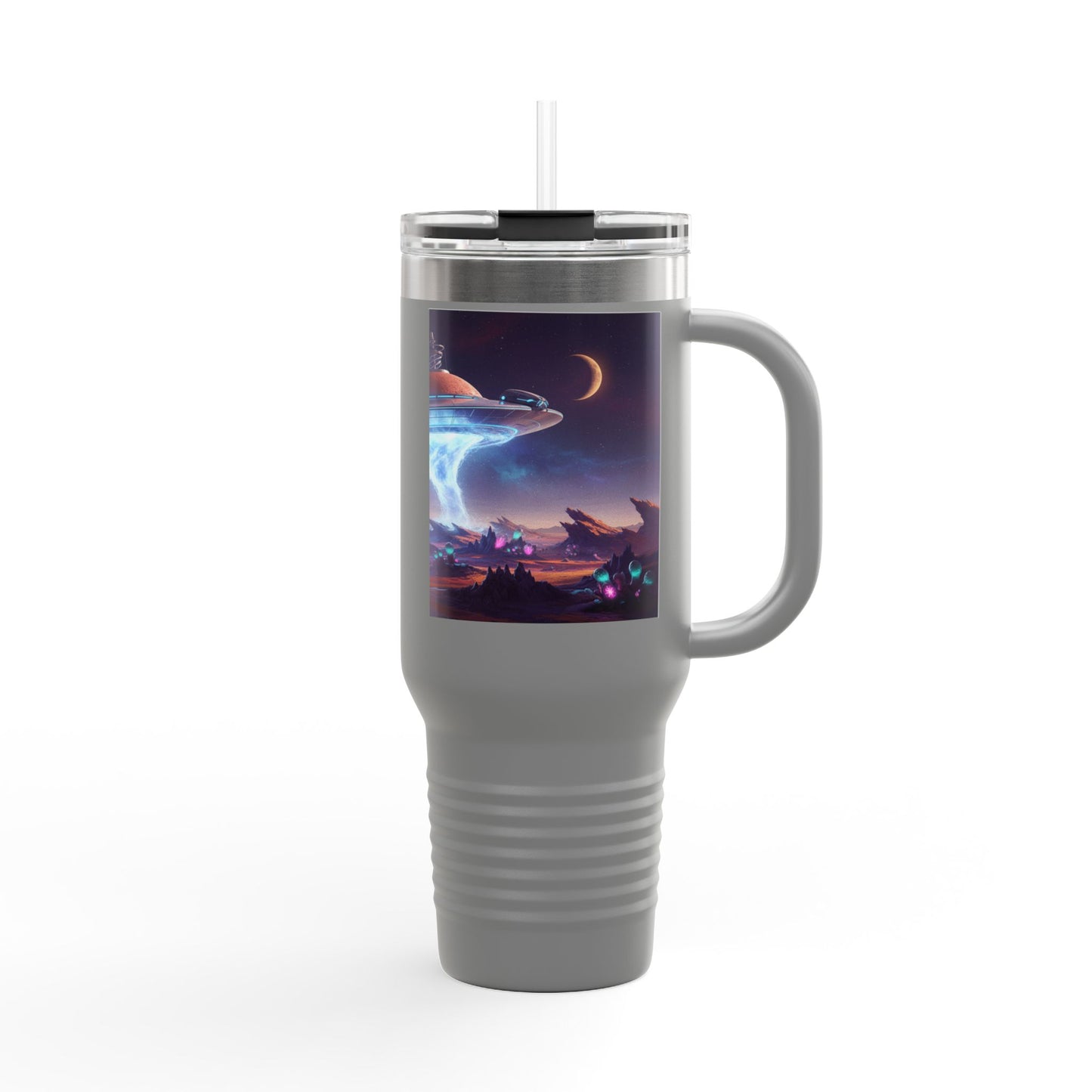 40oz Insulated Travel Mug — Cosmic UFO Nightscape Design