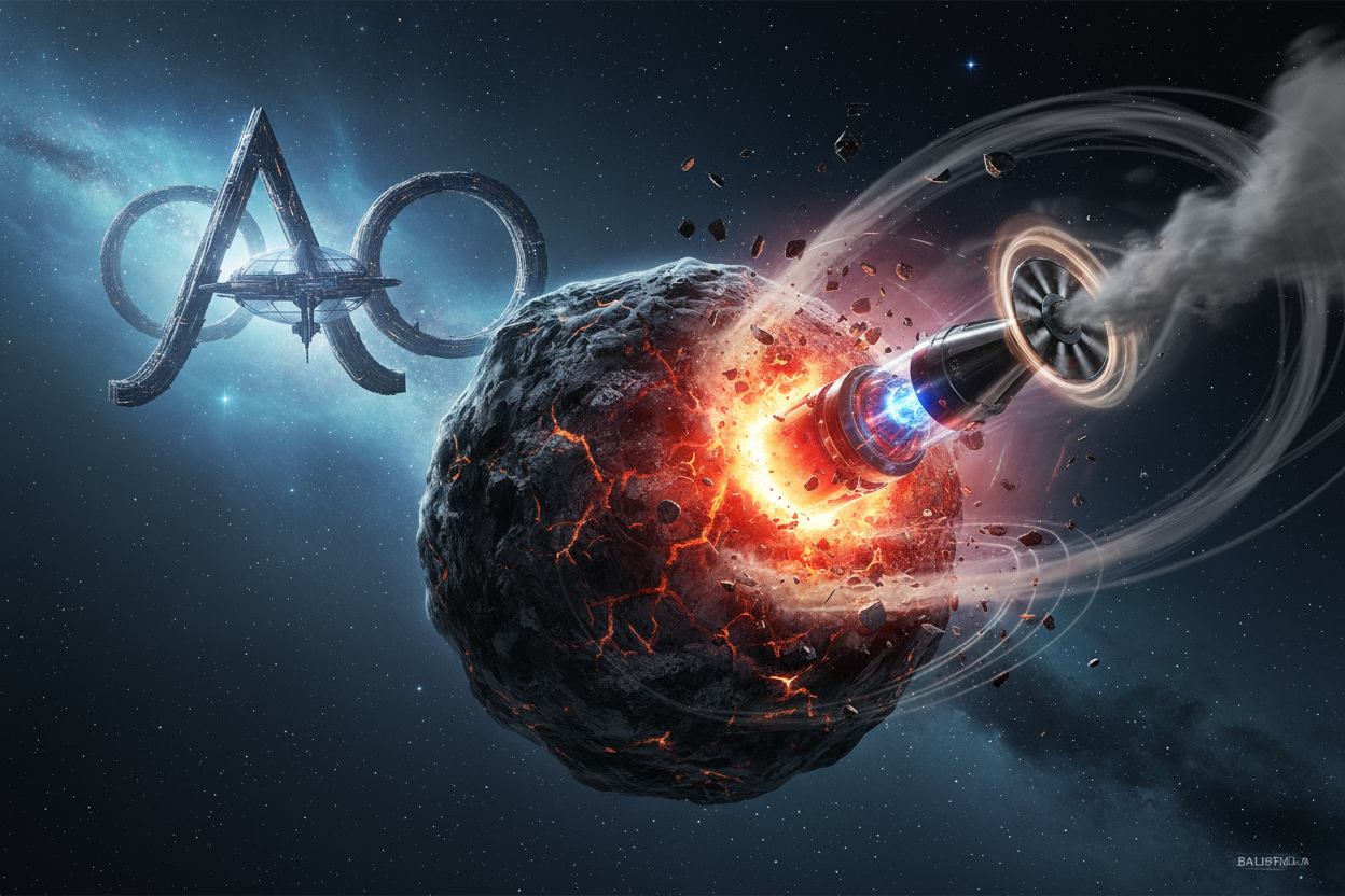 Balistica insertándose en meteoro amenazando al Alfa y Omega