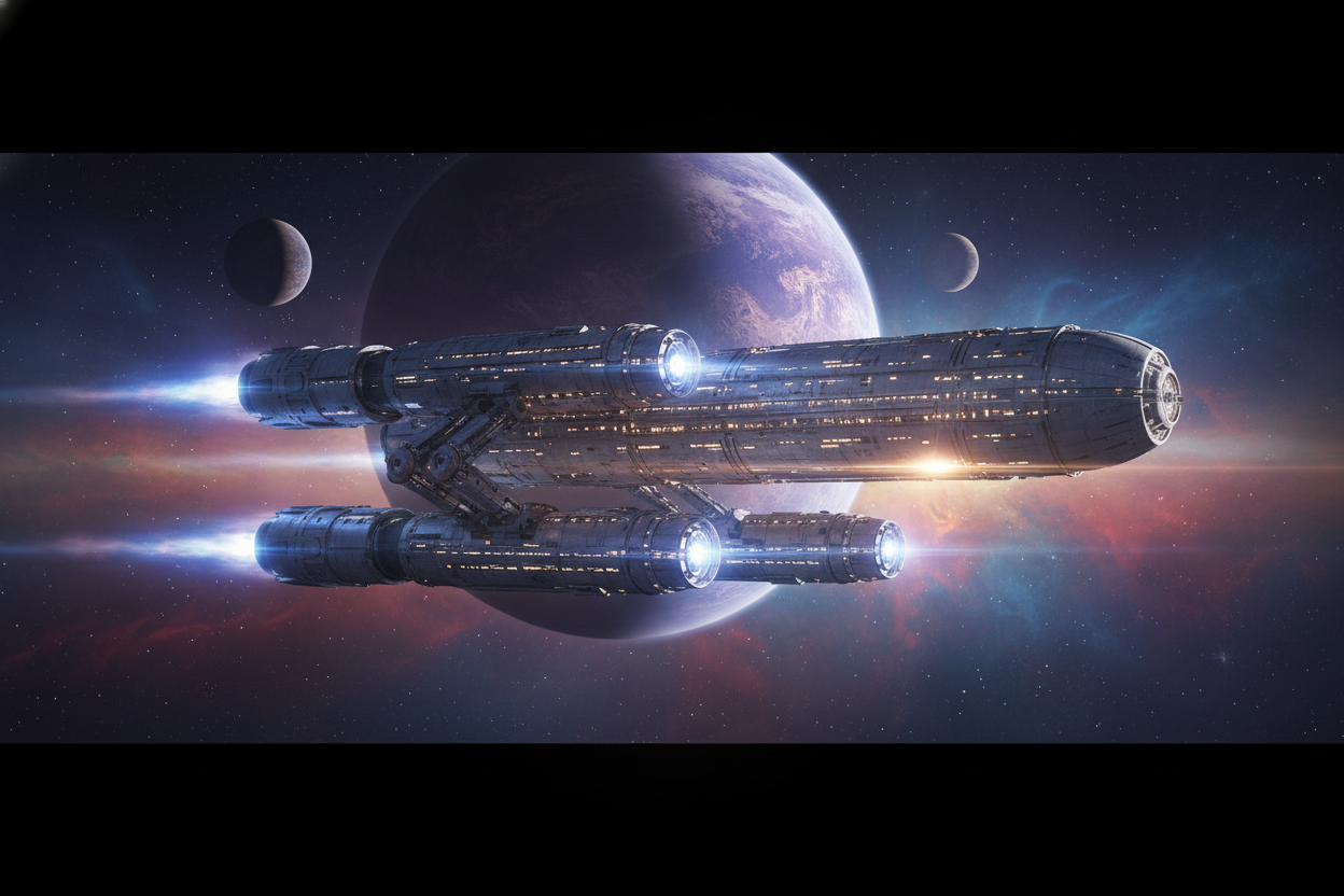 Cigar Shape Spaceship Banner