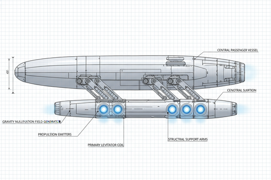 Cigar Shape Spaceship - Vista técnica horizontal