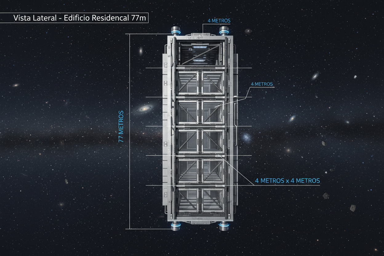 Vista Lateral - Edificio Residencial 77m
